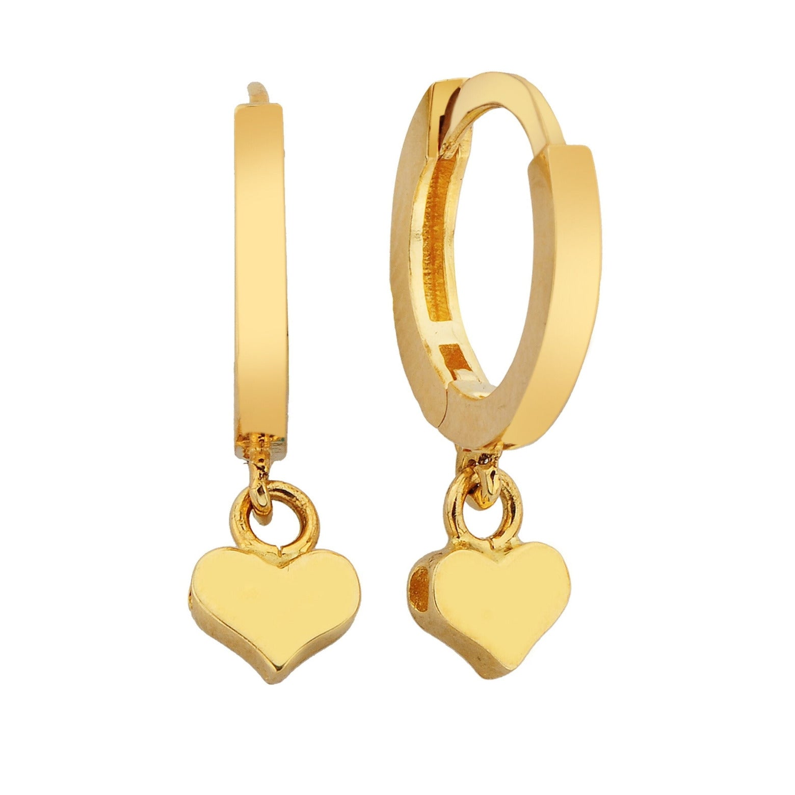 14K Real Solid Gold Heart Dangle Drop Earrings for Women love jewelry forever valentine's day birthday gift xmas christmas